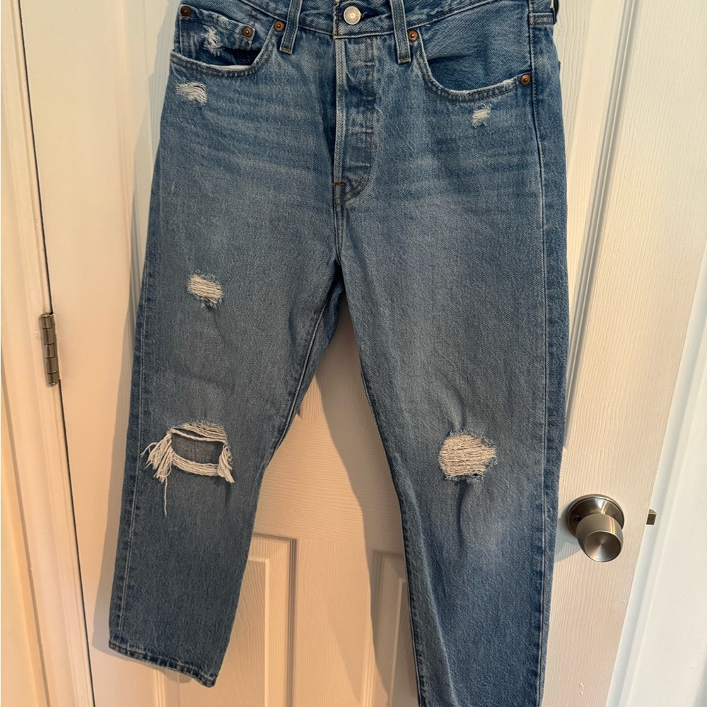 Levi’s 501 cropped distressed jeans
